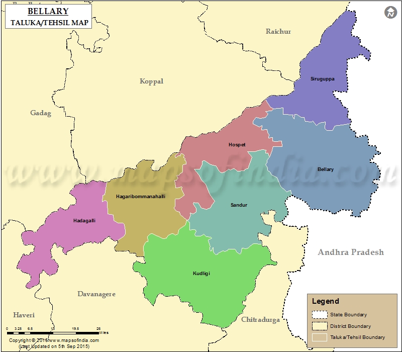 Bellary Tehsil Map Bellary Taluk Map