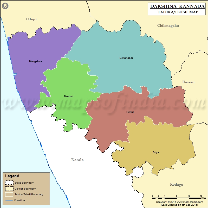 Dakshina Kannada District Map Dakshin-Kannada Tehsil Map, Dakshin-Kannada Taluk Map