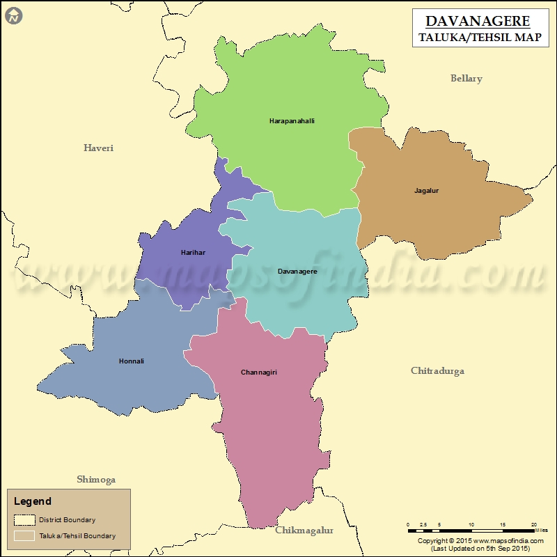 Tehsil Map of Davanagere