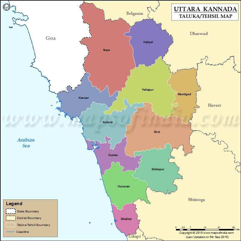 Tehsil Map of Uttar Kannada 