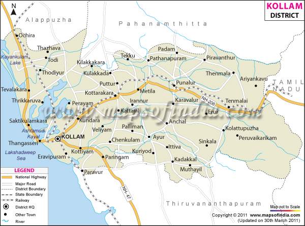 District Map of Kollam