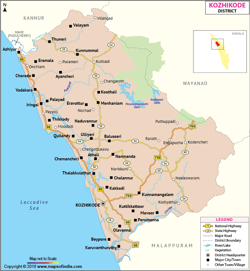 kozhikode tourist places map