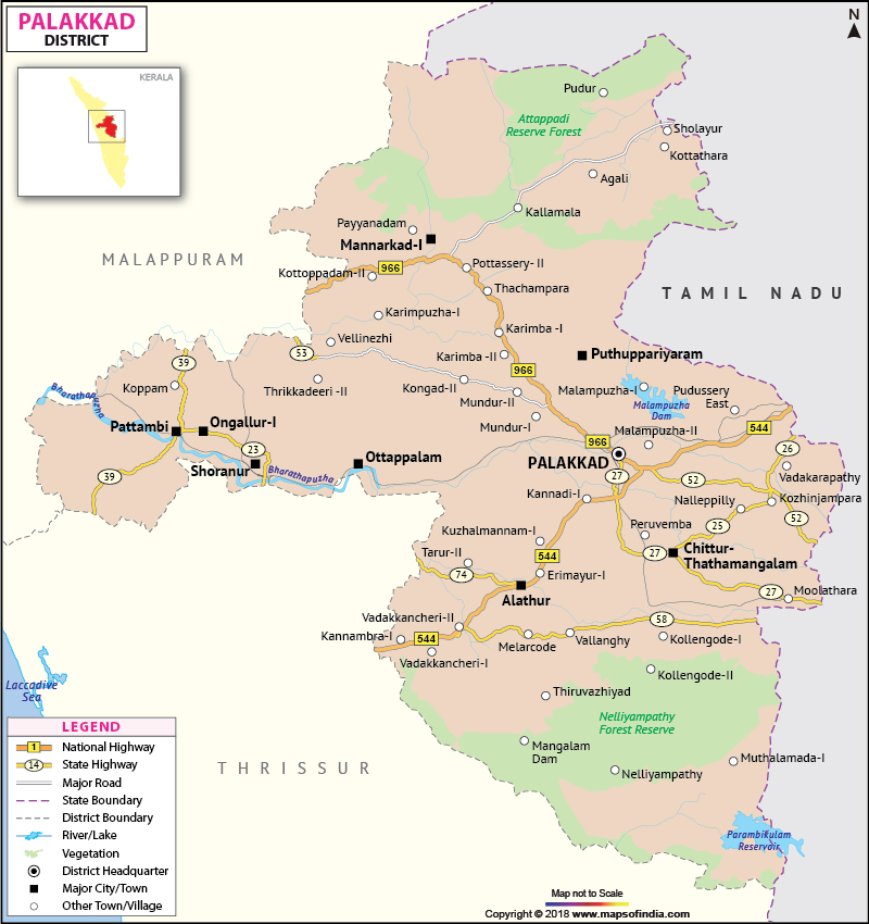 District Map of Palakkad