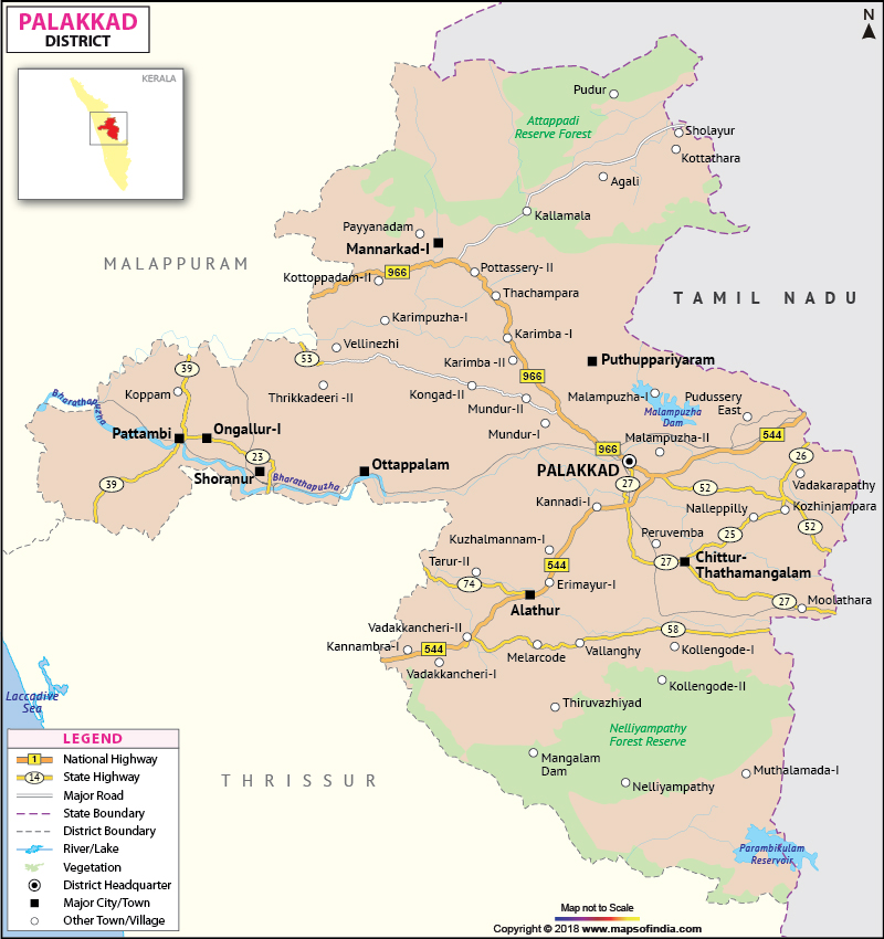 Palakkad District Map