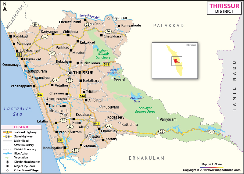 District Map of Thrissur