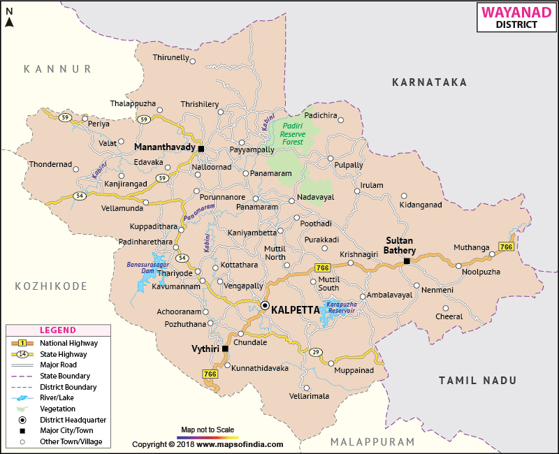 District Map of Wayanad