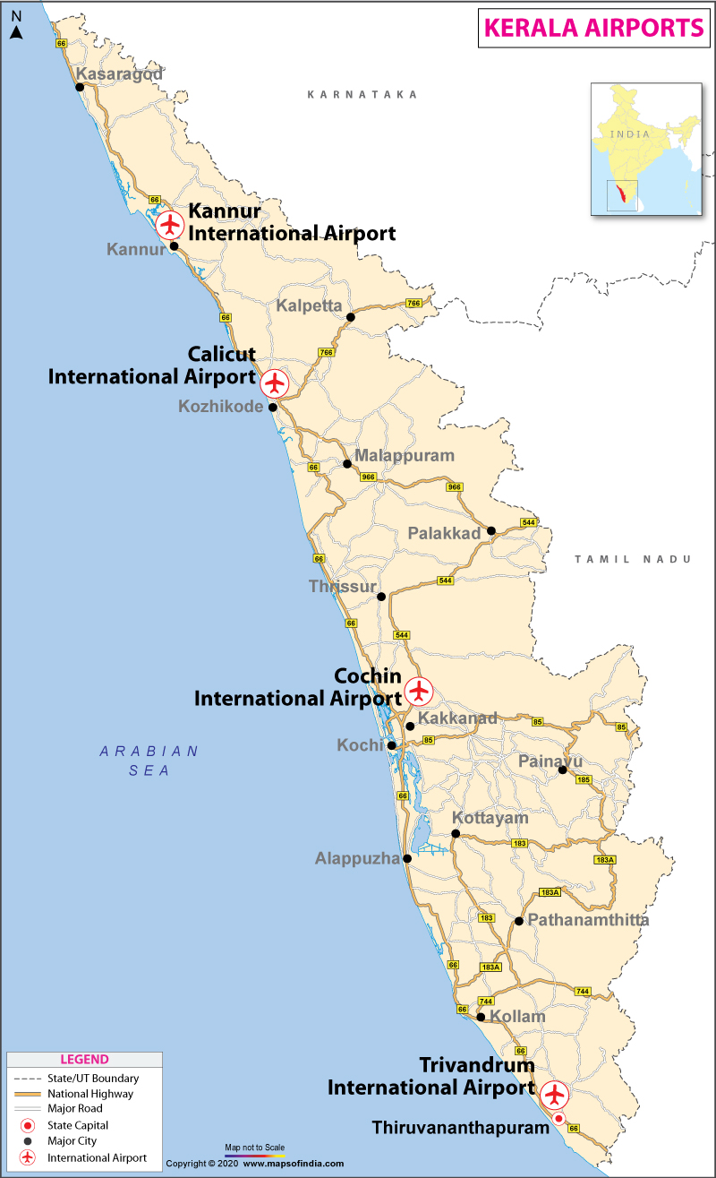 Kerala Airport Locations Map