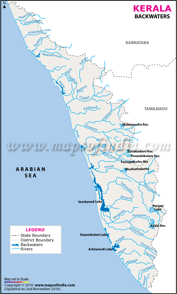 kerala backwaters map