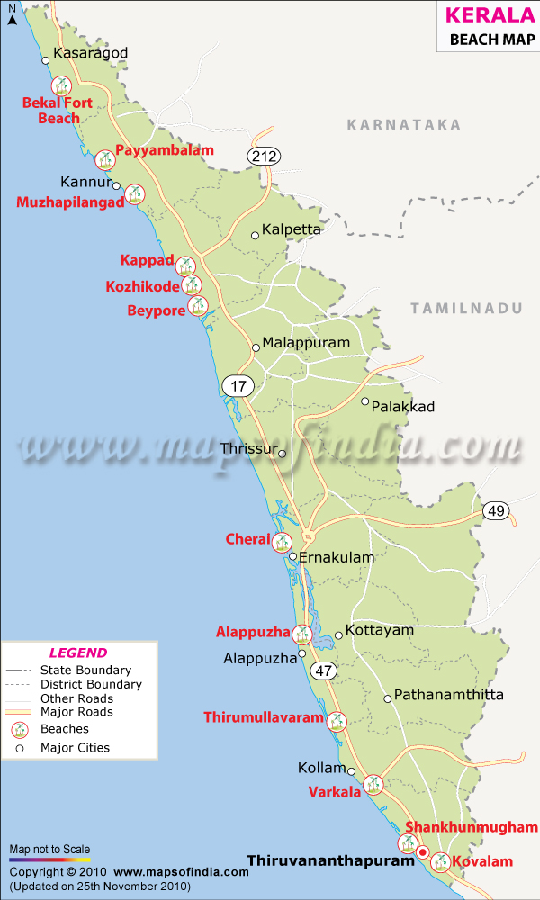 Kerala Beaches Map