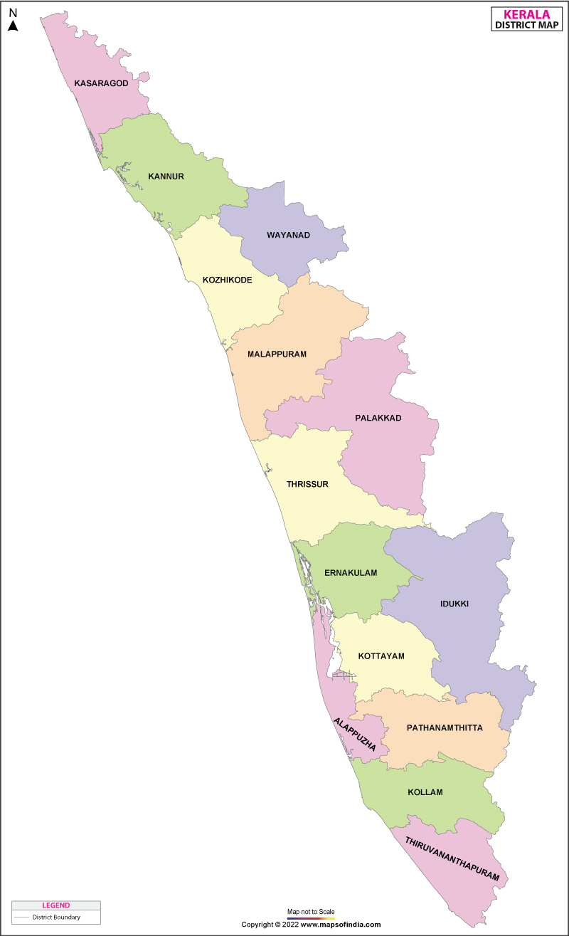 road map of kerala Kerala District Map