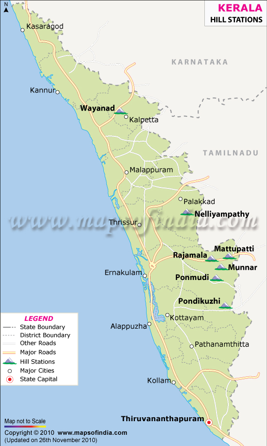 Kerala Hill Stations Map