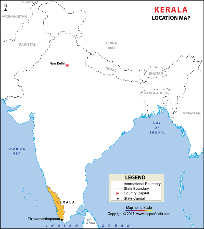 kerala in india map Kerala Location Map kerala in india map