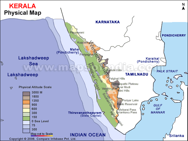 Kerala Physical Map