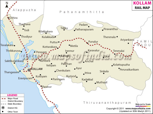 Railway Map of Kollam