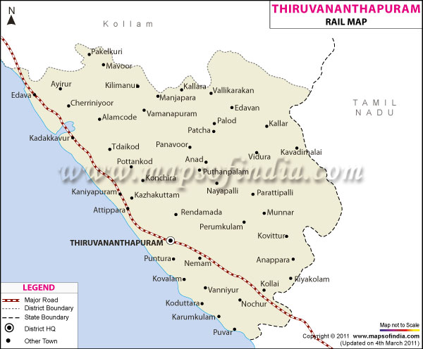 Railway Map of Thiruvanathapuram