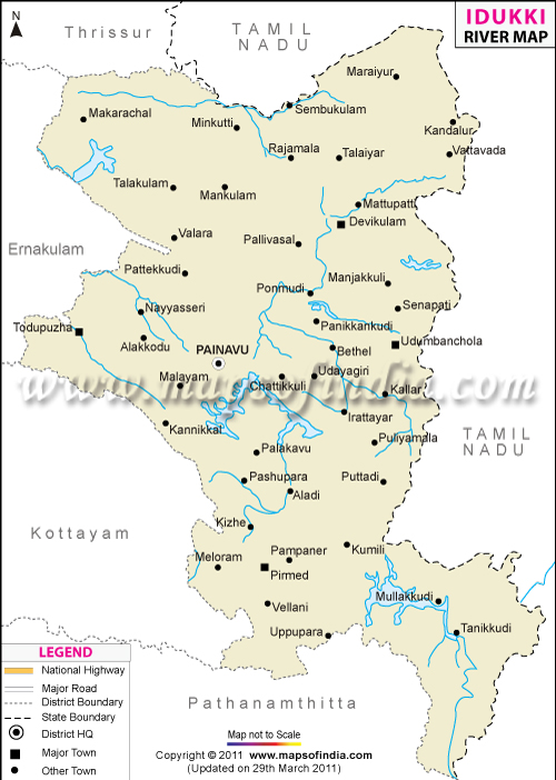 idukki tourist places map