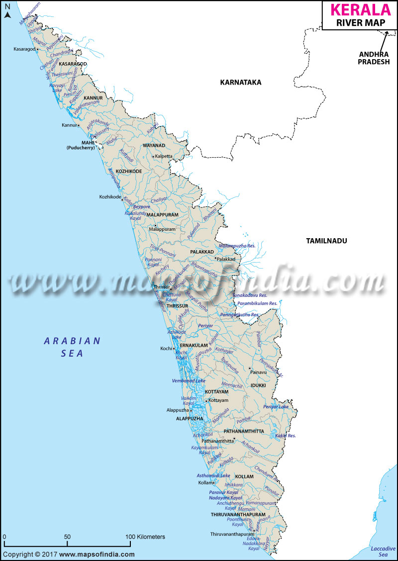 River Map of Kerala