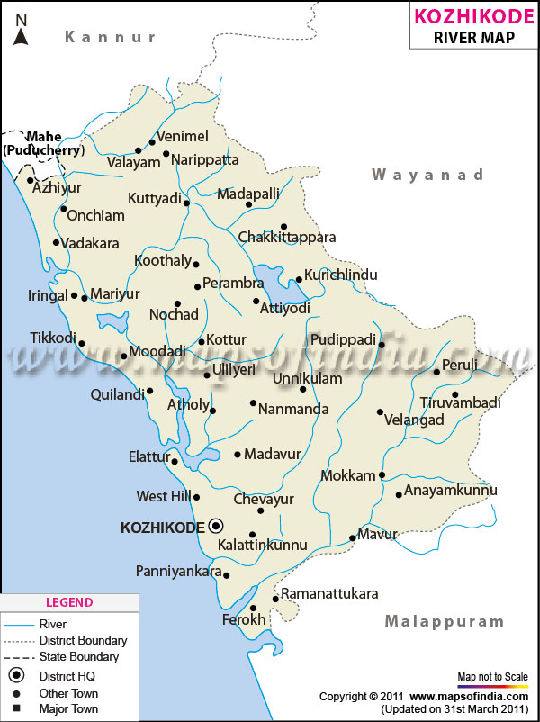 River Map of Kozhikode