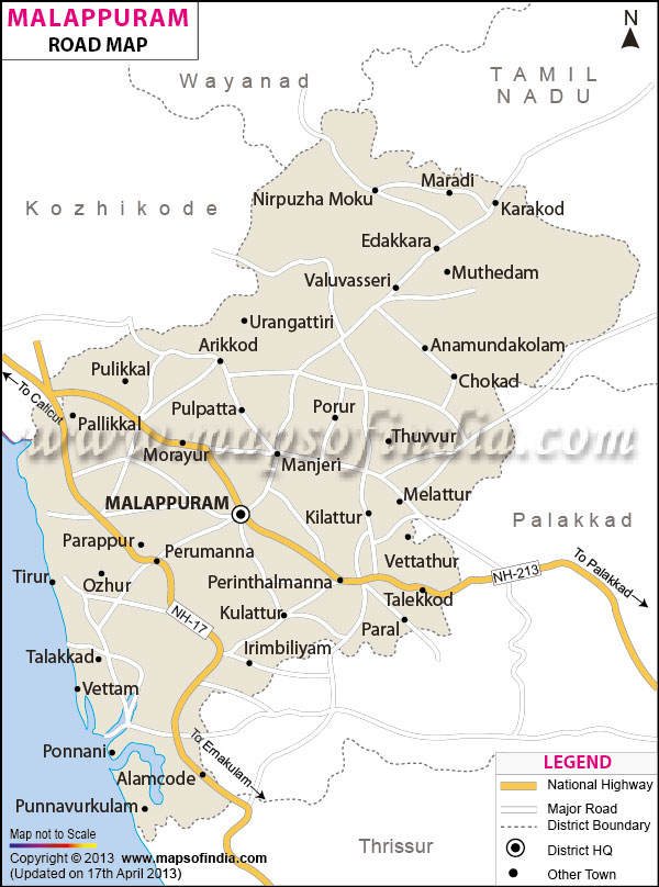 Road Map of Malappuram