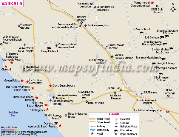 hole Compress Conscious Varkala City Map