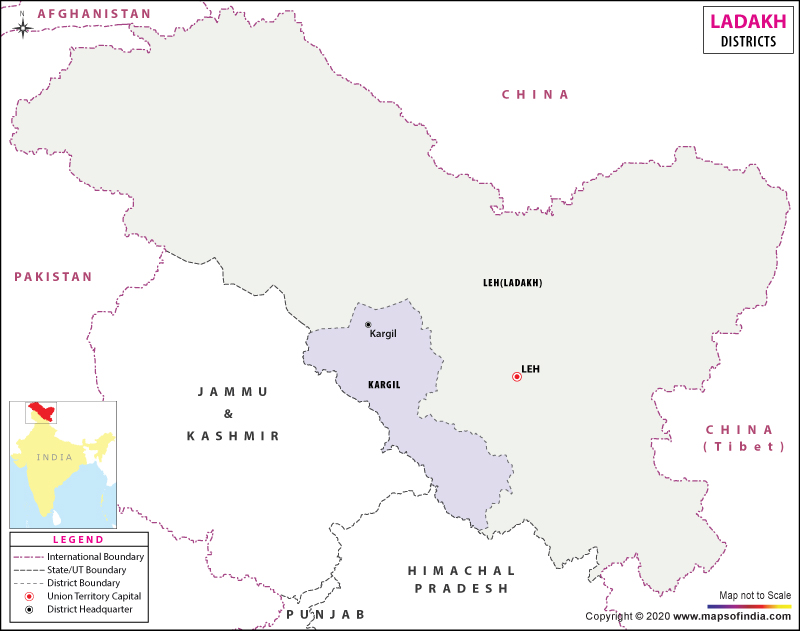 Districts Map of Ladakh Maps of India