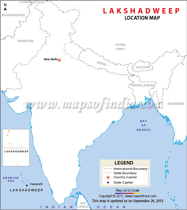 Map of India Depicting Location of Lakshadweep