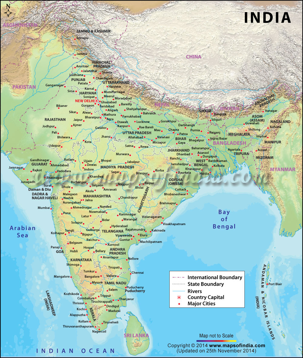 Large Map of India, India Large Map