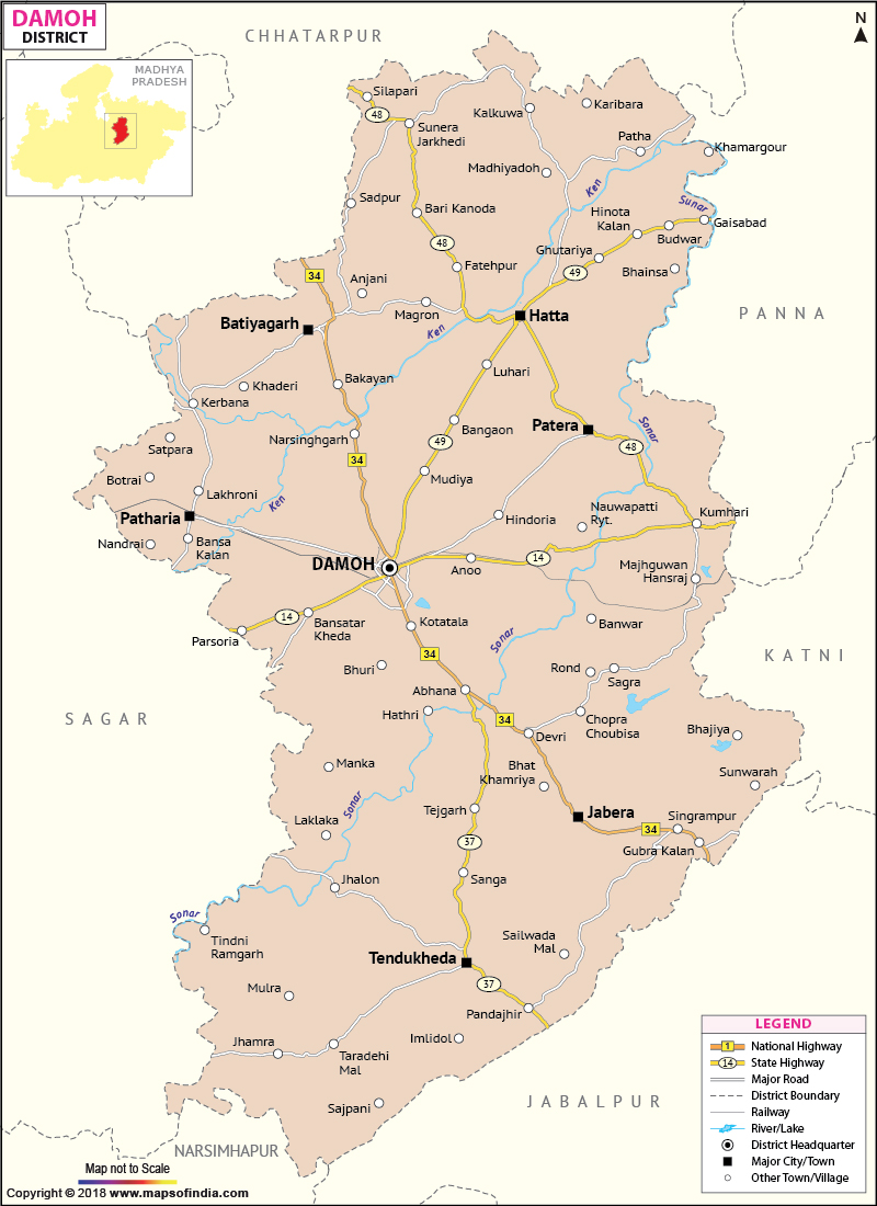 District Map of Damoh