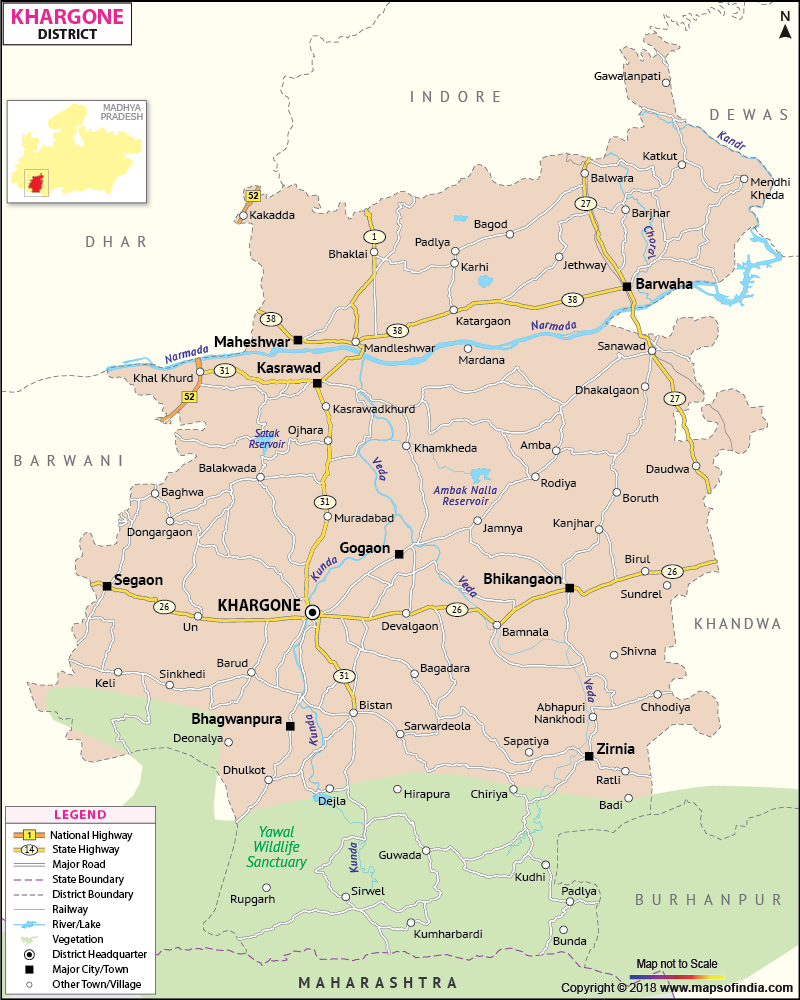 District Map of West-Nimar-District-Map-Khargone-District-Map