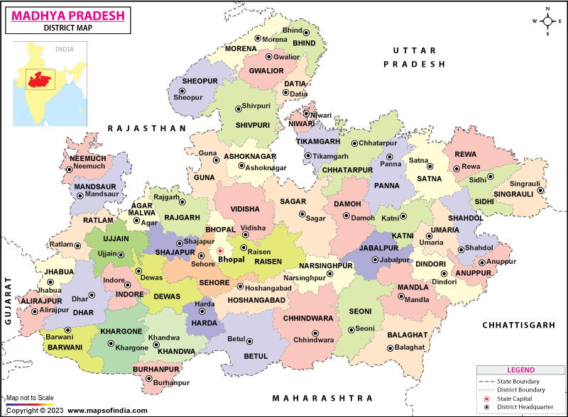 District Map of Madhya Pradesh