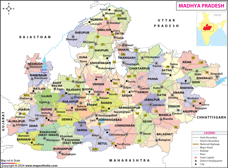 madhya pradesh tourism map with distance pdf