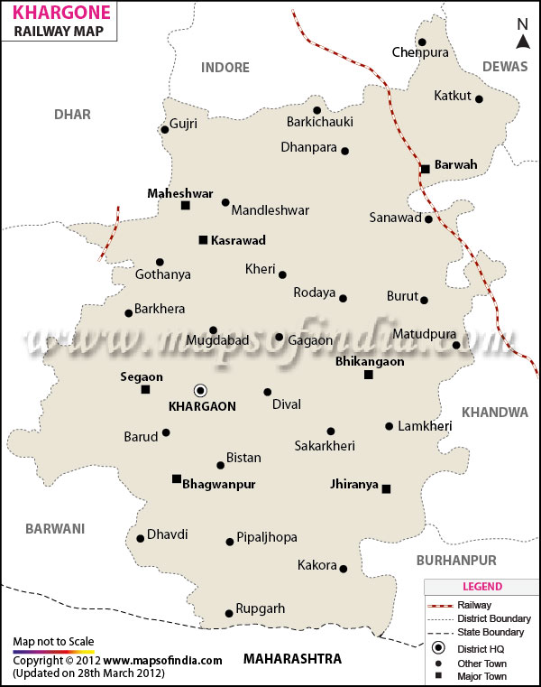 Railway Map of West-Nimar-District-Map-Khargone-District-Map