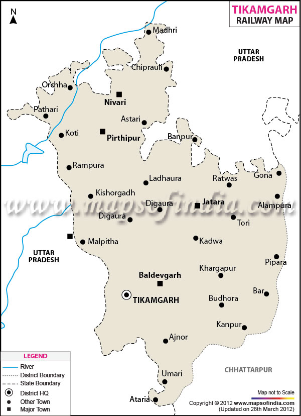 Railway Map of Tikamgarh