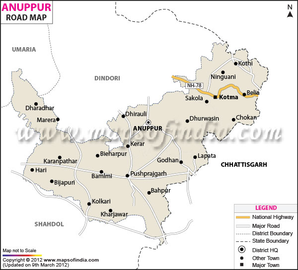 Road Map of Anuppur