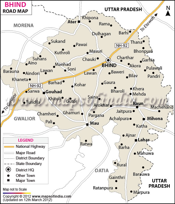 Road Map of Bhind