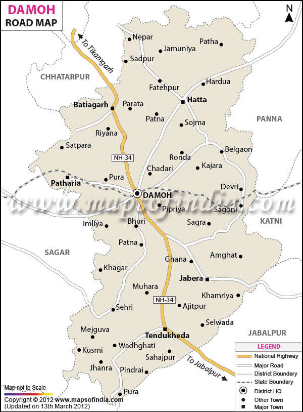 Road Map of Damoh