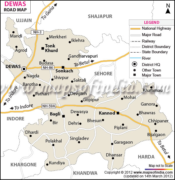 Road Map of Dewas