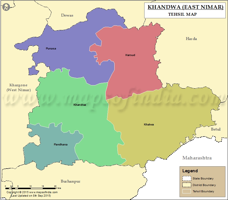 Tehsil Map of East Nimar