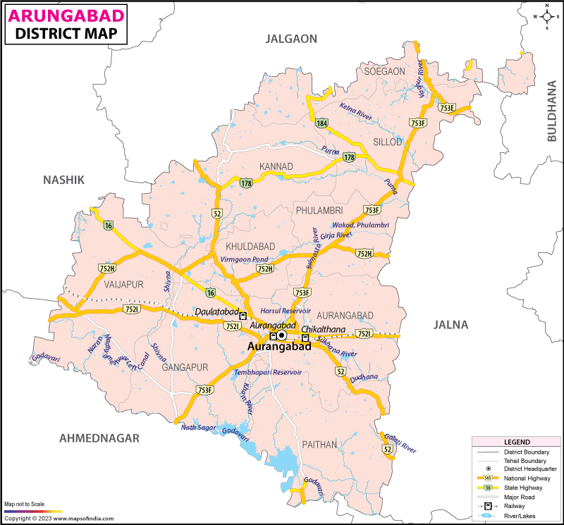 Aurangabad In India Map Aurangabad District Map Maharashtra
