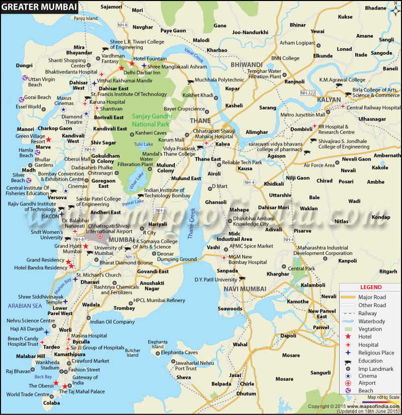 map of mumbai and navi mumbai Greater Mumbai City Map map of mumbai and navi mumbai