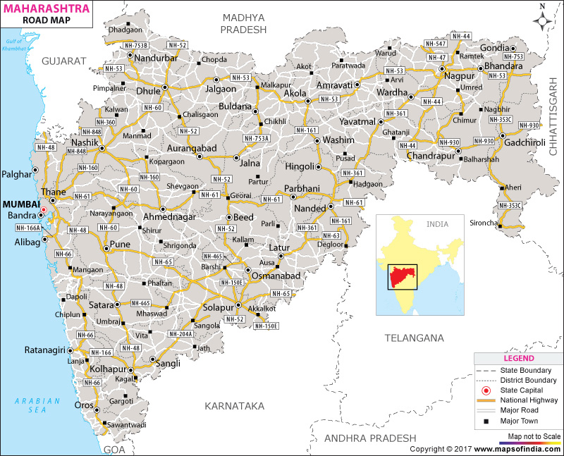 political map of maharashtra Maharashtra Road Network Map political map of maharashtra