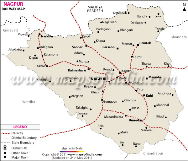 Integraal nadering Ik heb een Engelse les Nagpur Railway Map