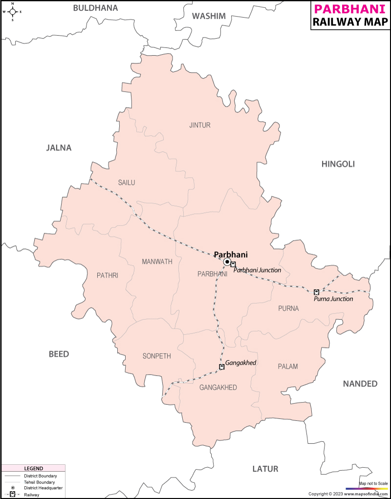 Railway Map of Parbhani