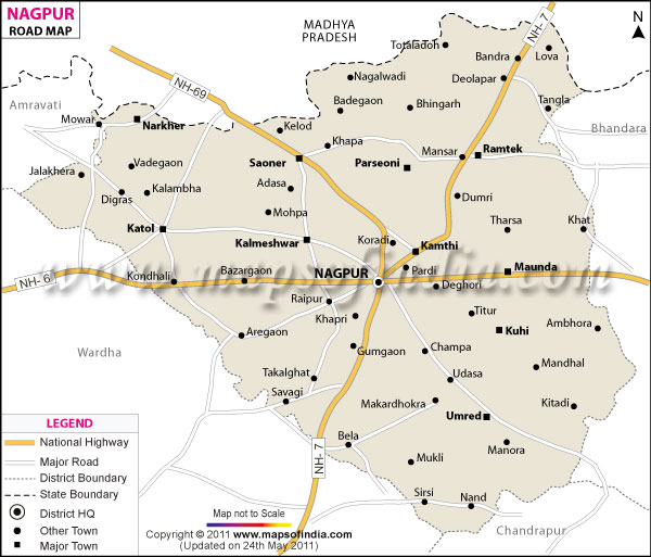 Ratnagiri Nagpur Highway Road Map Nagpur Road Map