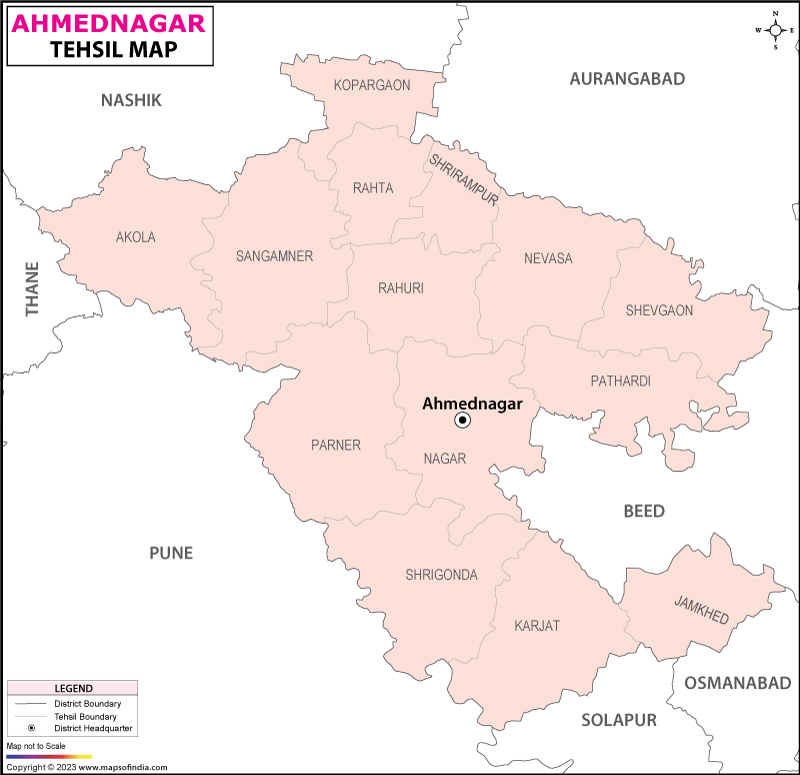Tehsil Map of Ahmednagar