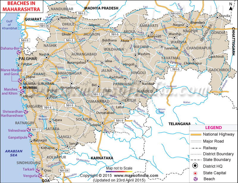 Maharashtra Map Pdf For Mpsc Beaches In Maharashtra, Maharashtra Beaches Map