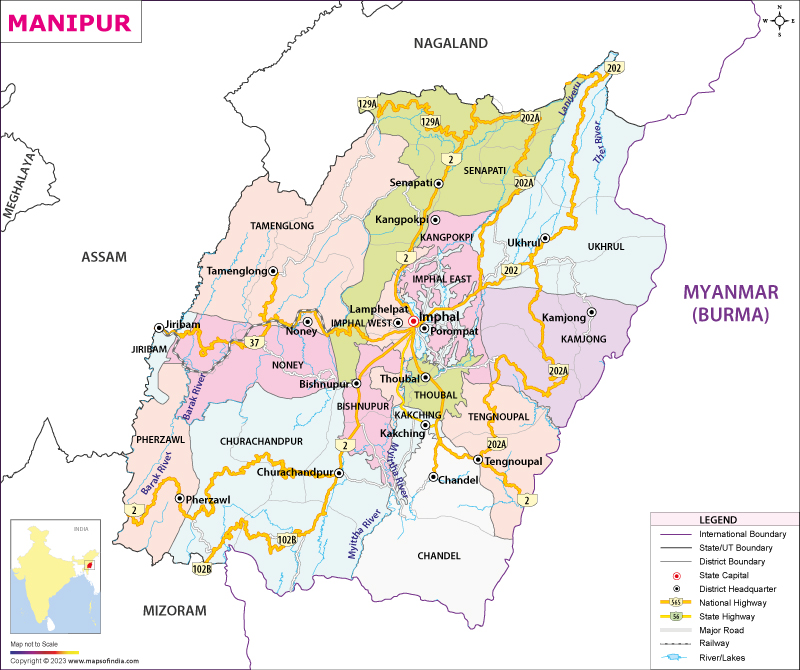 Manipur Map | Map of Manipur - State, Districts Information and Facts