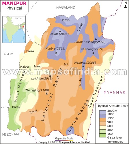 Manipur Physical Map