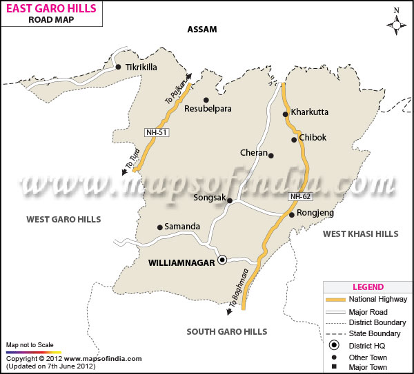 Road Map of East Garo Hills