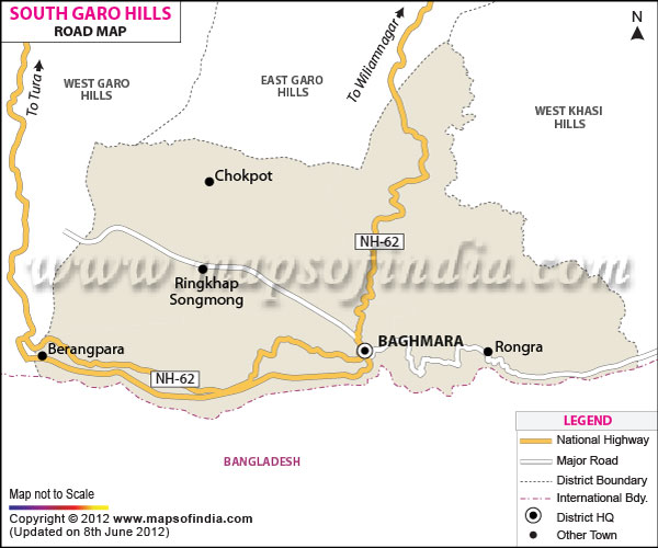 Road Map of South Garo Hills